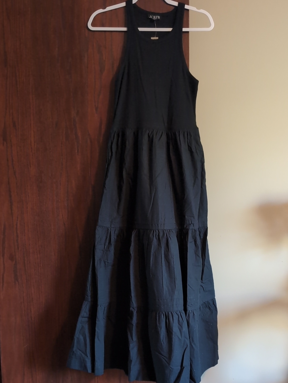 J. Crew Black Sleeveless Tiered Maxi Dress